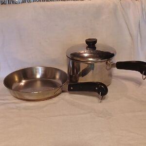 Revere Ware Copper Bottom Cookware 2.5 Quart Pot Wirh Lid, 9 Inch Frying Pan